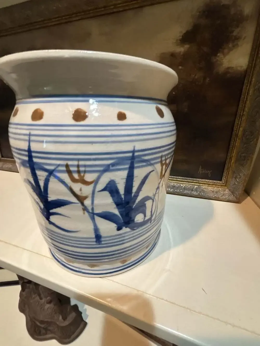 Jamestown Pottery Hand-Thrown Salt Glaze Stoneware Crock Vase